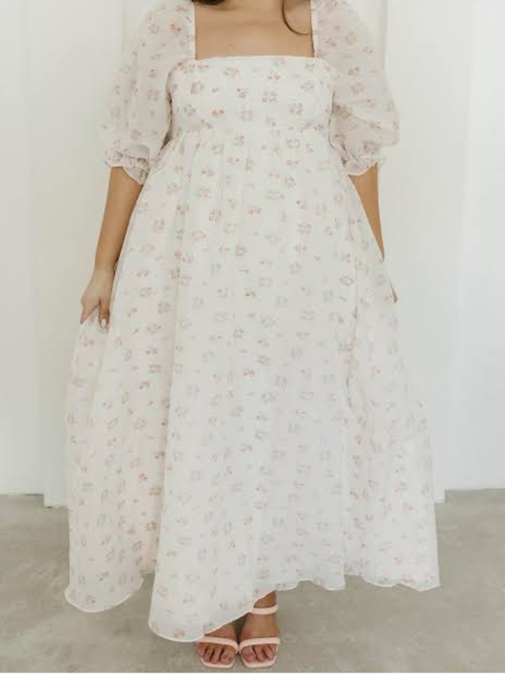 Worth Collective Mona Maxi Dress Blush Floral Pink Bump Friendly Maternity Gown